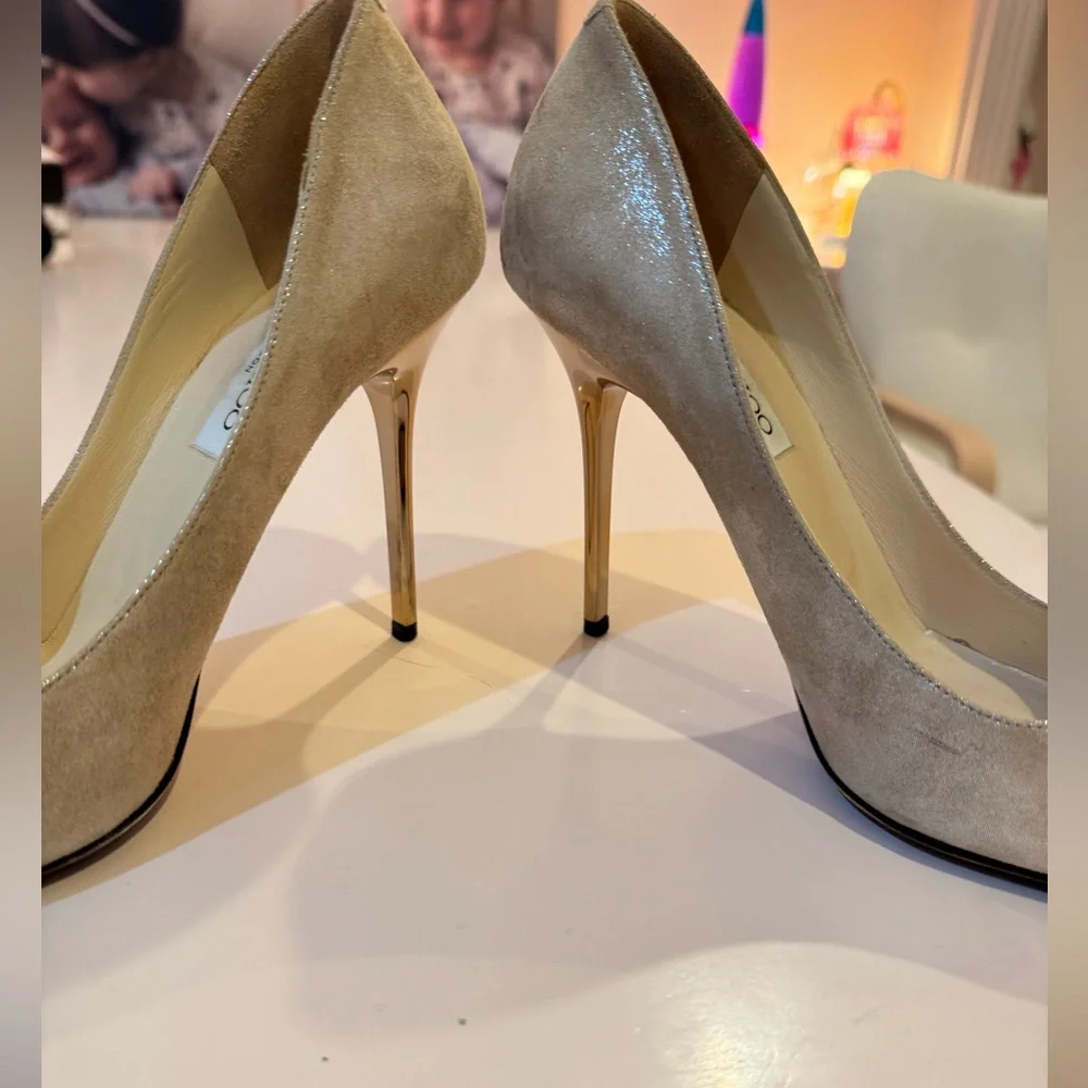 Jimmy Choo gold sparkly heels with toe detail 39 - Picture 4 of 11